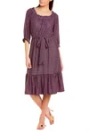 Melissa Masse Ruffled Tile Printed Dress In Black/purple/pink In Purple