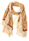 Melissa Masse Women's Border Geometric Print Scarf In Brown Khaki In Brown