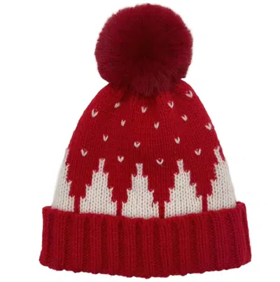 Melissa Masse Women's Holiday Winter Knit Hat In Red