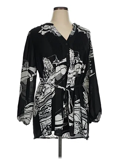Pre-owned Melissa Mccarthy Seven7 3/4 Sleeve Blouse In Black