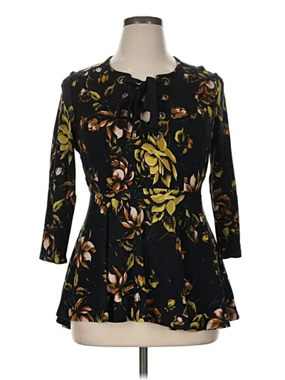 Pre-owned Melissa Mccarthy Seven7 3/4 Sleeve Blouse In Black