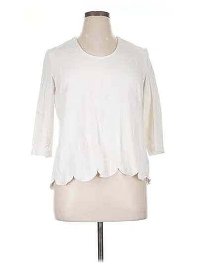 Pre-owned Melissa Mccarthy Seven7 3/4 Sleeve Top Ivory Keyhole Neckline Tops In White