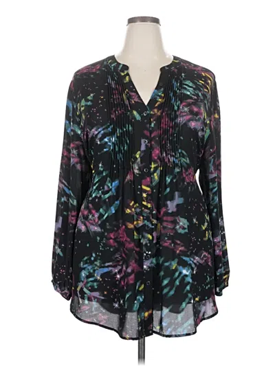 Pre-owned Melissa Mccarthy Seven7 Long Sleeve Blouse In Black