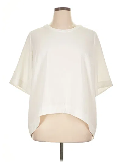 Pre-owned Melissa Mccarthy Seven7 Short Sleeve Top Ivory Mock Neckline Tops In White