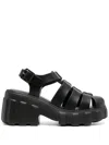 Melissa Megan Block-heel Platform Fisherman Sandals Women In Black