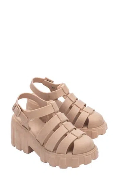 Melissa Megan Velvet Platform Fisherman Sandal In Pink