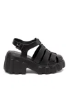 Melissa Megan Block-heel Platform Fisherman Sandals Women In Black