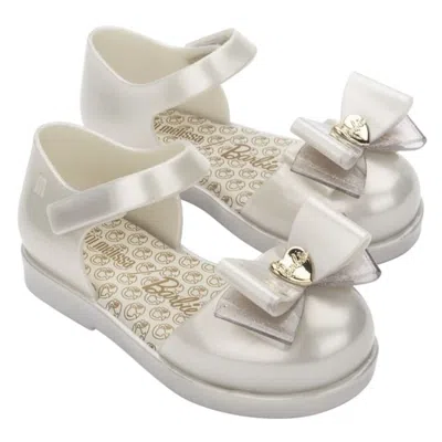 Melissa Kids' Metallic White Amy Barbie Sandals