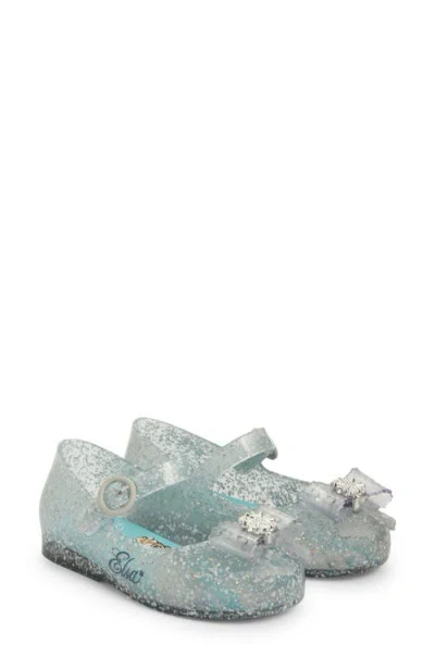 Melissa Kids'  Mini Sweet Love Disney Princess Mary Jane Flat In Glitter Blue/blue
