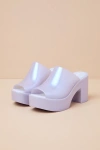 Melissa Mule Hype Pearly Blue Jelly Platform Slide Sandals In Blue
