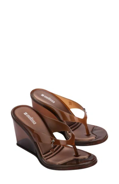 Melissa Nabeela Wedge Flip Flop In Brown