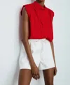 Melissa Nepton Ava Drape Neck Blouse In City Red In Multi