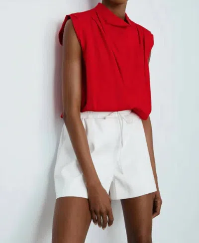 Melissa Nepton Ava Drape Neck Blouse In City Red In Multi