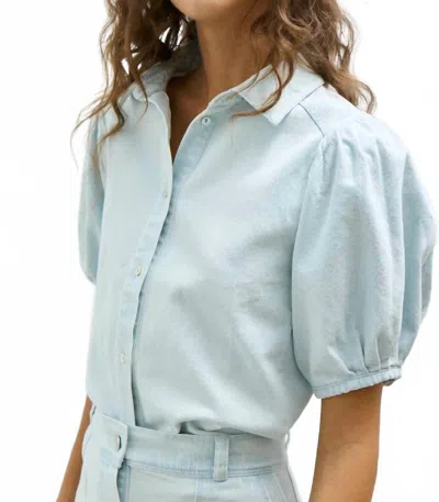 Melissa Nepton Azeli Puff Sleeve Blouse In Super Bleached In Blue
