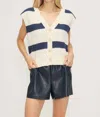 Melissa Nepton Basil V-neck Vest In Bold Navy Stripe In Blue