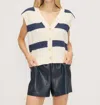 Melissa Nepton Basil V-neck Vest In Bold Navy Stripe In Multi
