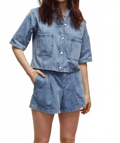 Melissa Nepton Brim Wide Leg Jean Shorts In Denim In Blue