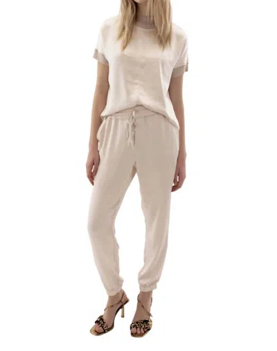 Melissa Nepton Cary Satin Jogger In Pearl In Beige