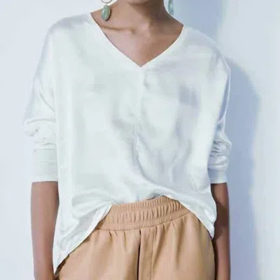 Melissa Nepton Cindy V-neck Top In Offwhite