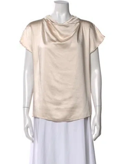 Pre-owned Melissa Nepton Cowl Neck Short Sleeve Blouse In Neutral