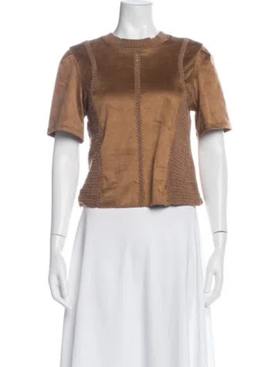 Pre-owned Melissa Nepton Crew Neck Short Sleeve Top In Brown