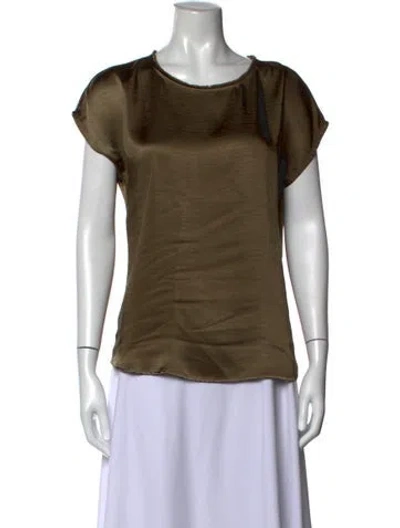 Pre-owned Melissa Nepton Crew Neck Short Sleeve Top In Green