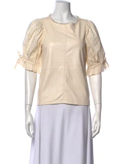 Pre-owned Melissa Nepton Crew Neck Short Sleeve Top In Neutrals