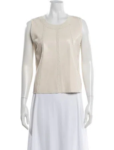 Pre-owned Melissa Nepton Crew Neck Sleeveless Top In Neutrals