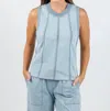 Melissa Nepton Crochet Denim Top In Chambray In Blue