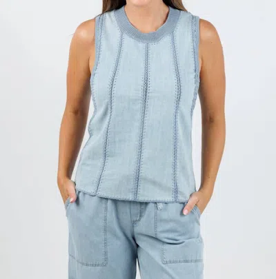 Melissa Nepton Crochet Denim Top In Chambray In Blue