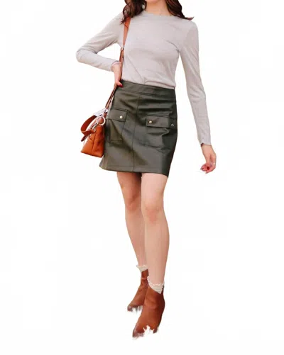 Melissa Nepton Damia Vegan Leather Skirt In Dark Green Khaki