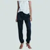 Melissa Nepton Davin Satin Jogger Pants In Navy In Gray