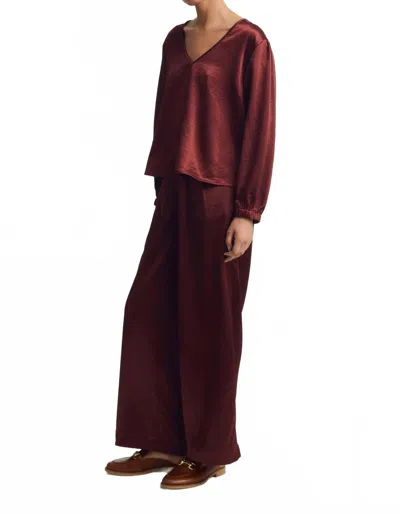 Melissa Nepton Eileen Wide Leg Pant In Burgundy In Brown