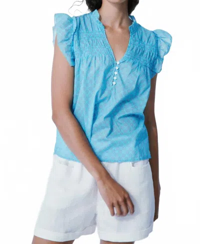 Melissa Nepton Emma V Neck Blouse In Light Blue Gem In Multi