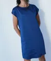 Shop Melissa Nepton Ezra Satin Mini Dress In Summer Navy