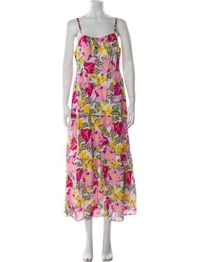 Pre-owned Melissa Nepton Floral Print Midi Length Dress W/ Tags In Pink