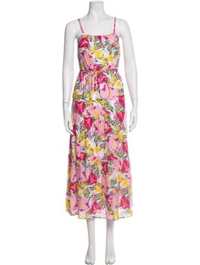 Pre-owned Melissa Nepton Floral Print Midi Length Dress W/ Tags In Pink