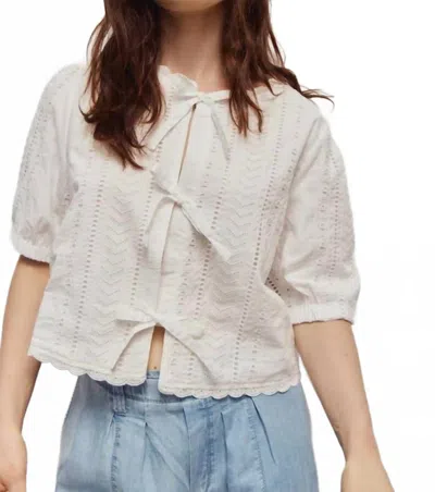 Melissa Nepton Giana Tie Front Blouse In Off White In Gray