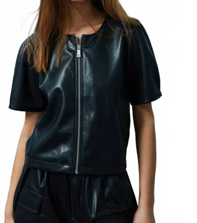 Melissa Nepton Houston Faux Leather Zip-up Vest In Black In Green