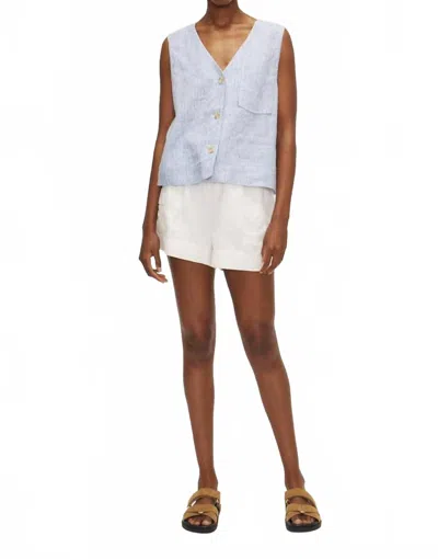 Melissa Nepton Linden Button Down Vest In Navy Stripe In Blue