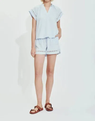 Melissa Nepton Madelya Flutter Sleeve Top In Ice Blue