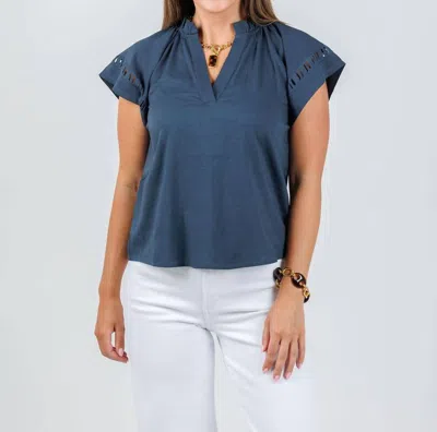 Melissa Nepton Madelya V Neck Blouse In Navy In Blue