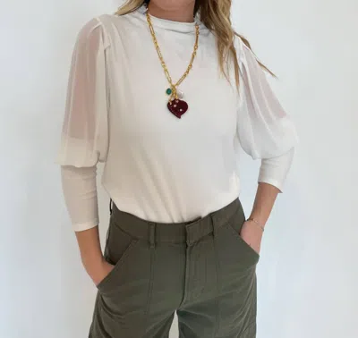 Melissa Nepton Melody Sheer Sleeve Top In Off White In Pattern