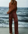 Melissa Nepton Miranda Cargo Satin Pants In Marsala Brown In Multi