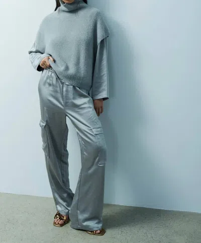 Melissa Nepton Miranda Satin Cargo Pant In Perfect Grey In Multi
