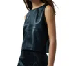 Melissa Nepton Mirena Faux Leather Top In Black In Black