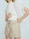 Melissa Nepton Parker Faux Leather Cargo Short In Desert In Beige