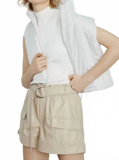 Melissa Nepton Parker Faux Leather Cargo Short In Desert In White