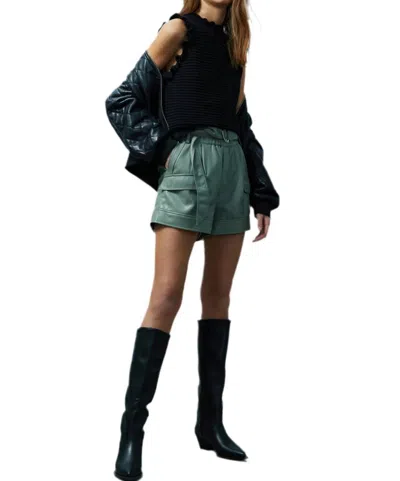 Melissa Nepton Parker Faux Leather Shorts In Sage In Multi