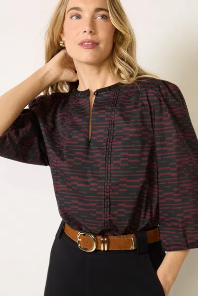 Melissa Nepton Patty Bubble Blouse In Black/burgundy